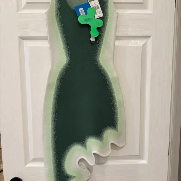 NWT PH5 Asymmetrical Green and White Aster Dress in Olive Garden XS - Picture 7 of 10